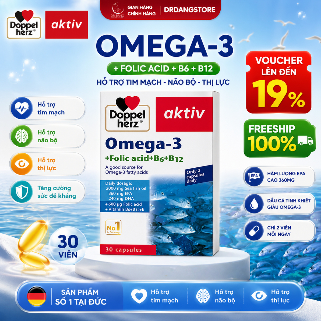 Thực phẩm bảo vệ sức khỏe Doppelherz Aktiv Omega 3 (Hộp 30 viên)
