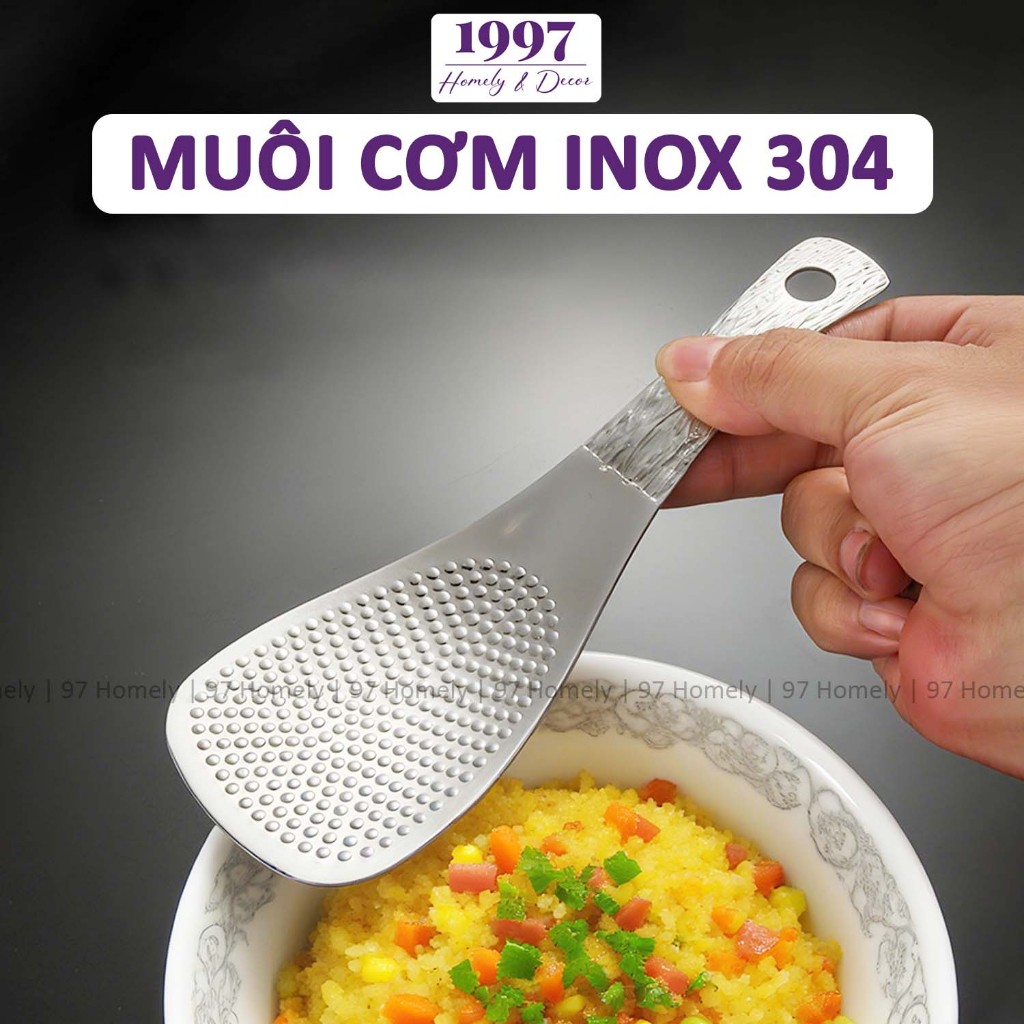 Muôi Xúc Cơm Inox 304 97HOMELY Chất Liệu Chống Han Ghỉ Có Vân Cao Cấp DT250701001