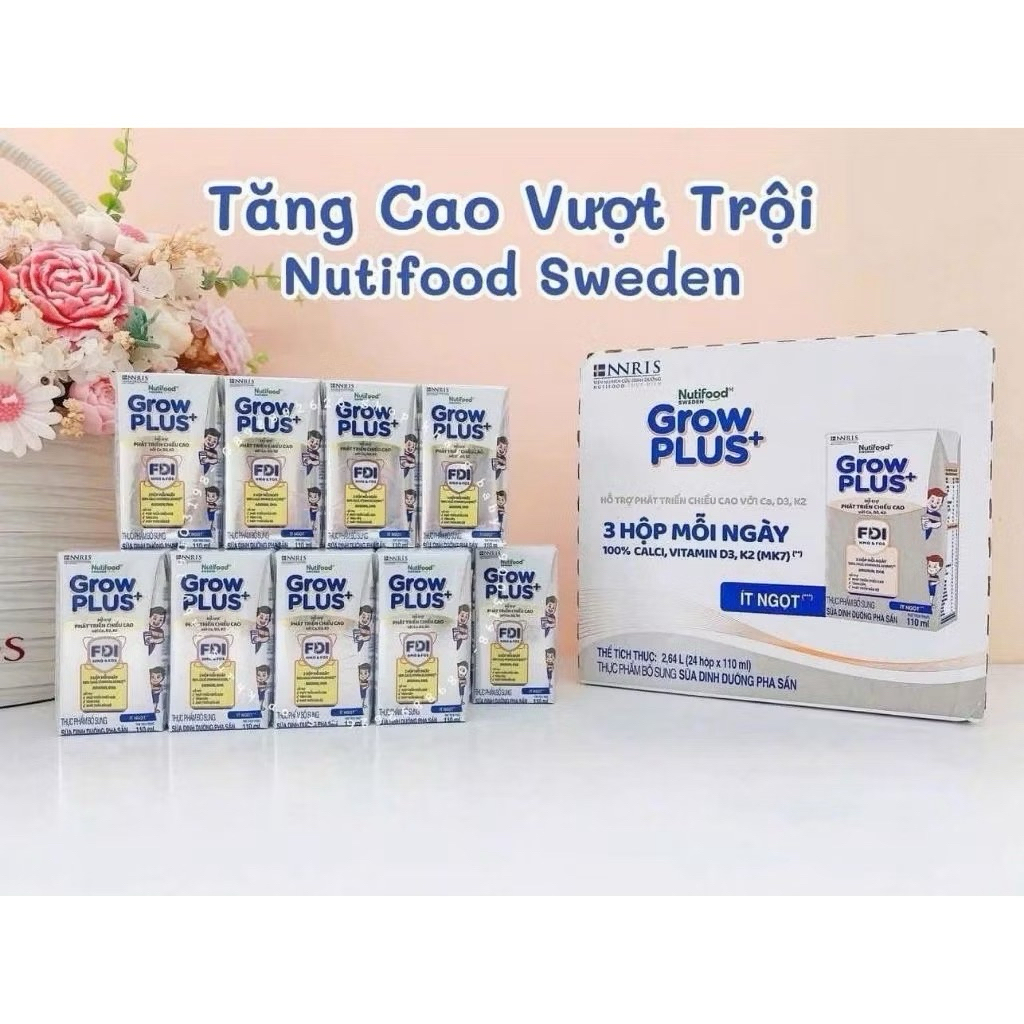 Thùng sữa  Grow Plus+ Bạc loại 110, 180ml hỗ trợ phát triển chiều cao cho bé từ trên 1 tuổi