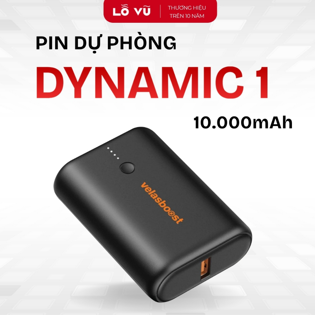 Pin sạc dự phòng 10.000 mAh Dynamic 1 velasboost, Sạc nhanh PD 20W - Lỗ Vũ 1, Hàng chính hãng