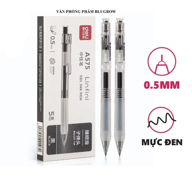 Bút Gel Deli G575 / G05 0.5mm Mực Ra Đều Viết Trơn Không Tắc – Bút Viết Đẹp Cho Học Sinh
