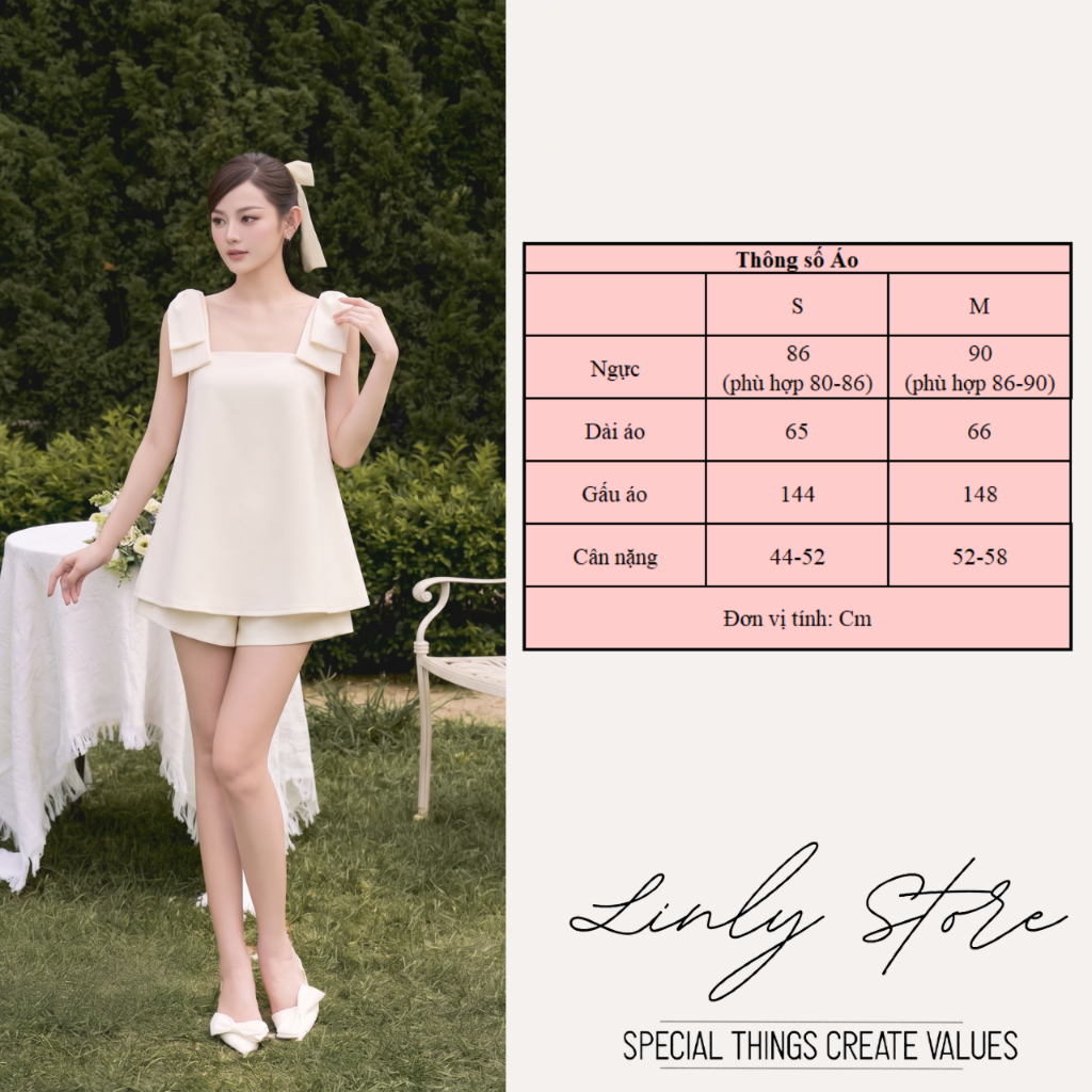 Áo hai dây phối nơ vai tiểu thư, áo kiểu nữ babydoll đi chơi Linly Store A-DN | BigBuy360 - bigbuy360.vn