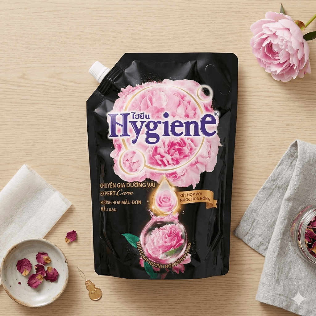 Nước xả vải Hygiene - Dưỡng Vải Hương Hoa Mẫu Đơn Tinh Chất Hoa Hồng 2.1L