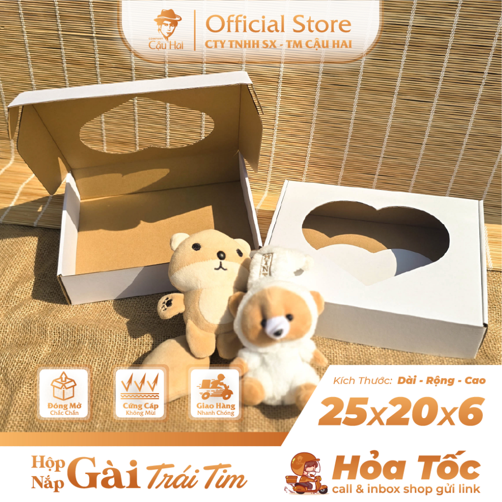 Set 50 - 100 hộp TRÁI TIM nắp gài 25x20x6