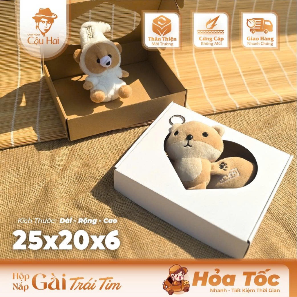 Set 50 - 100 hộp TRÁI TIM nắp gài 25x20x6