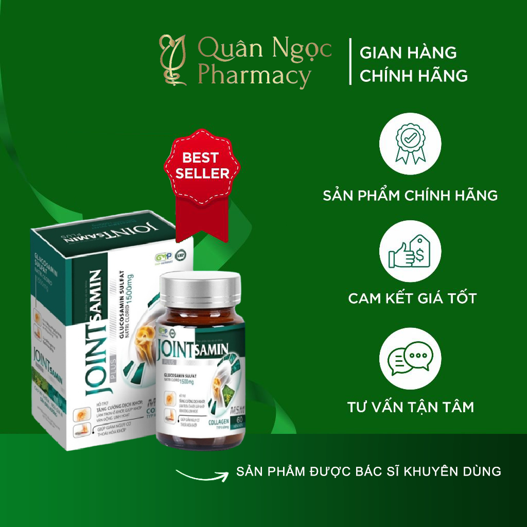 Viên khớp Joint Samin Plus (hộp 60 viên) bổ khớp hỗ trợ giảm nguy cơ thoái hóa khớp
