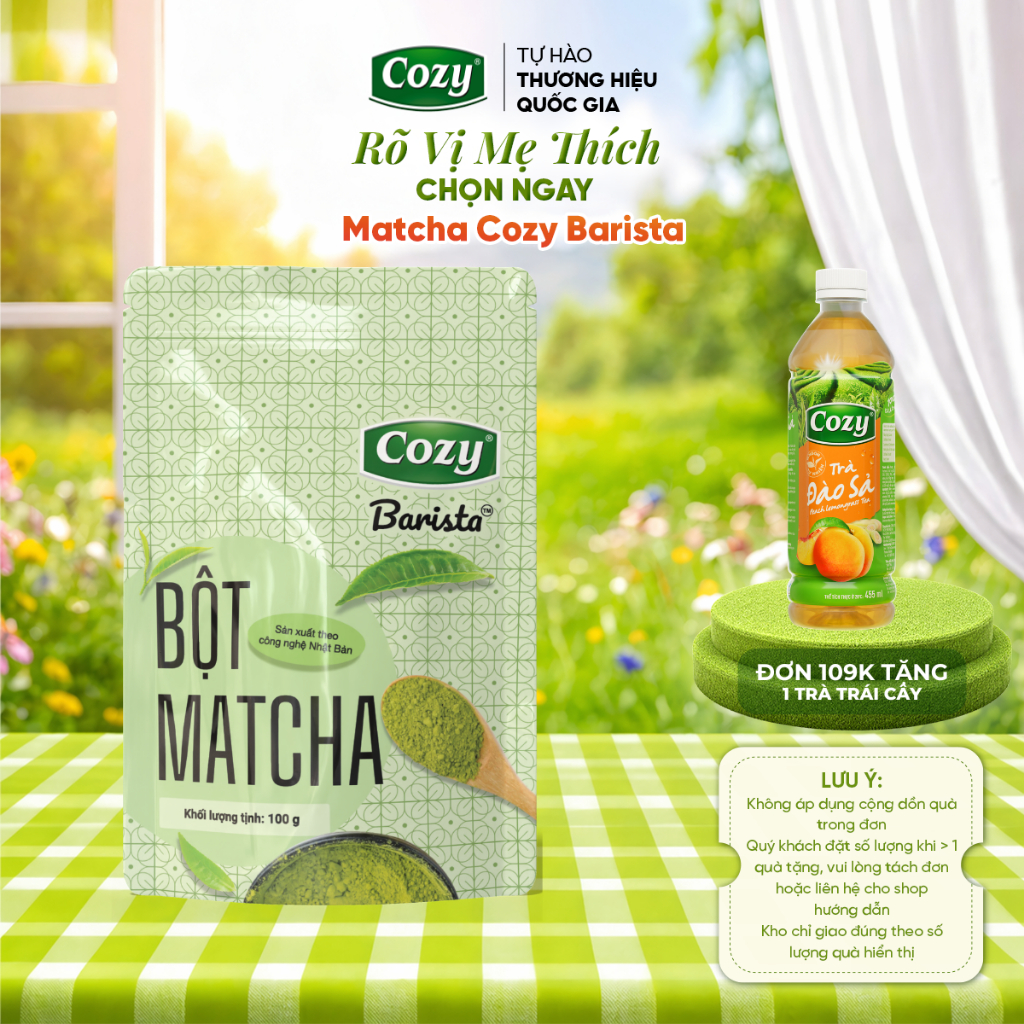 Bột Matcha Cozy, Bột Trà Xanh 100gr Pha Latte Trà Sữa, Matcha Làm Bánh Kẹo Nougat