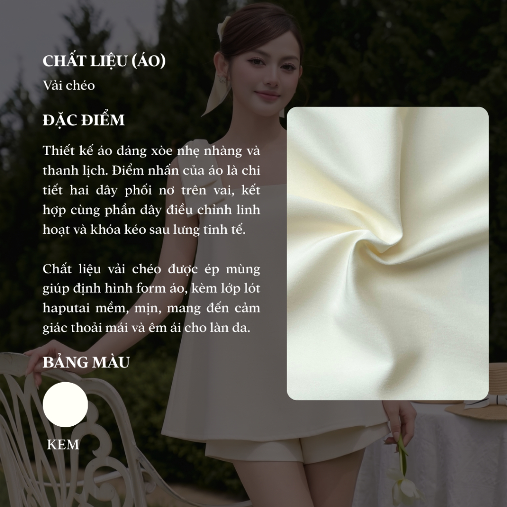 Áo hai dây phối nơ vai tiểu thư, áo kiểu nữ babydoll đi chơi Linly Store A-DN | BigBuy360 - bigbuy360.vn