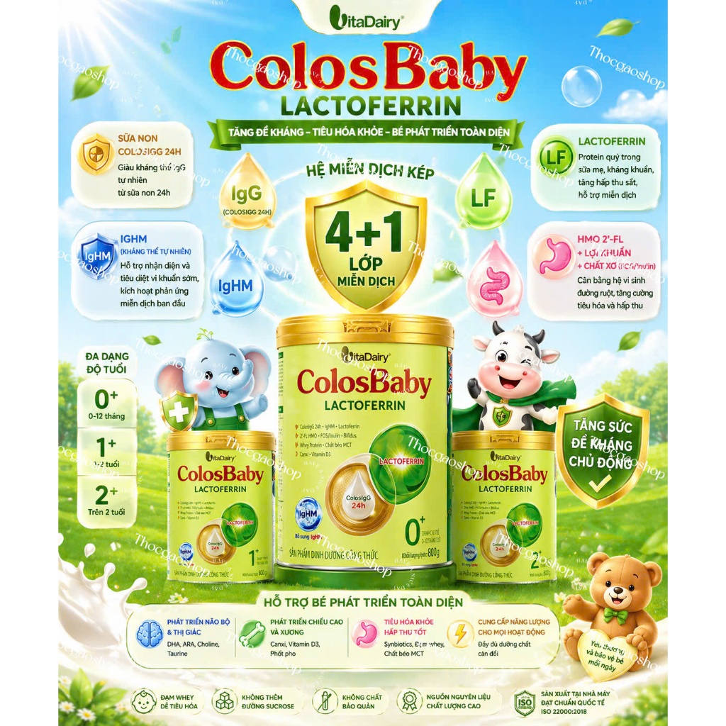 (Thóc Gạo Shop 89) Sữa bột Colosbaby Lactoferrin - Bổ sung dinh dưỡng, hỗ trợ đề kháng.Lon 400g, 800g