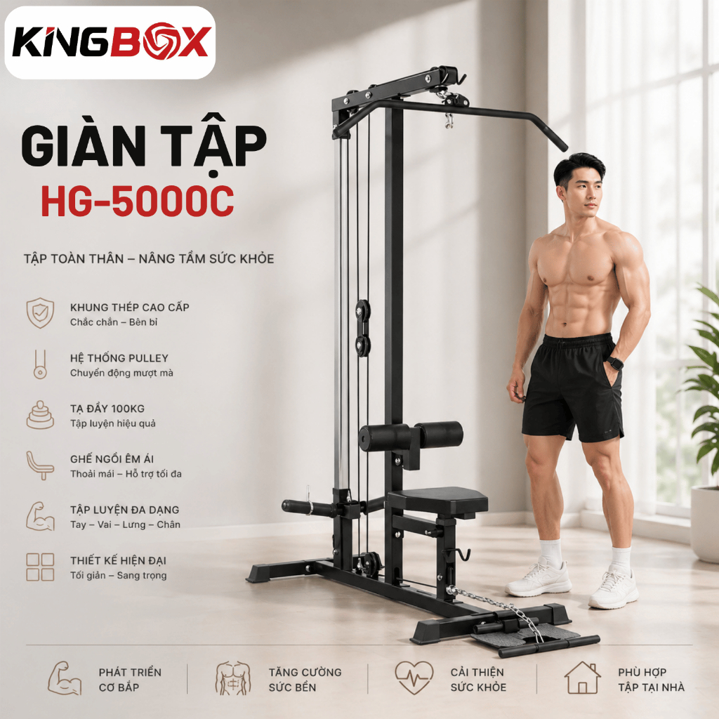 Giàn tập đa năng, Giàn kéo xô đa năng Tập lưng, Tập tay, Tập vai HG-5000C (Bảo hành 12 tháng)