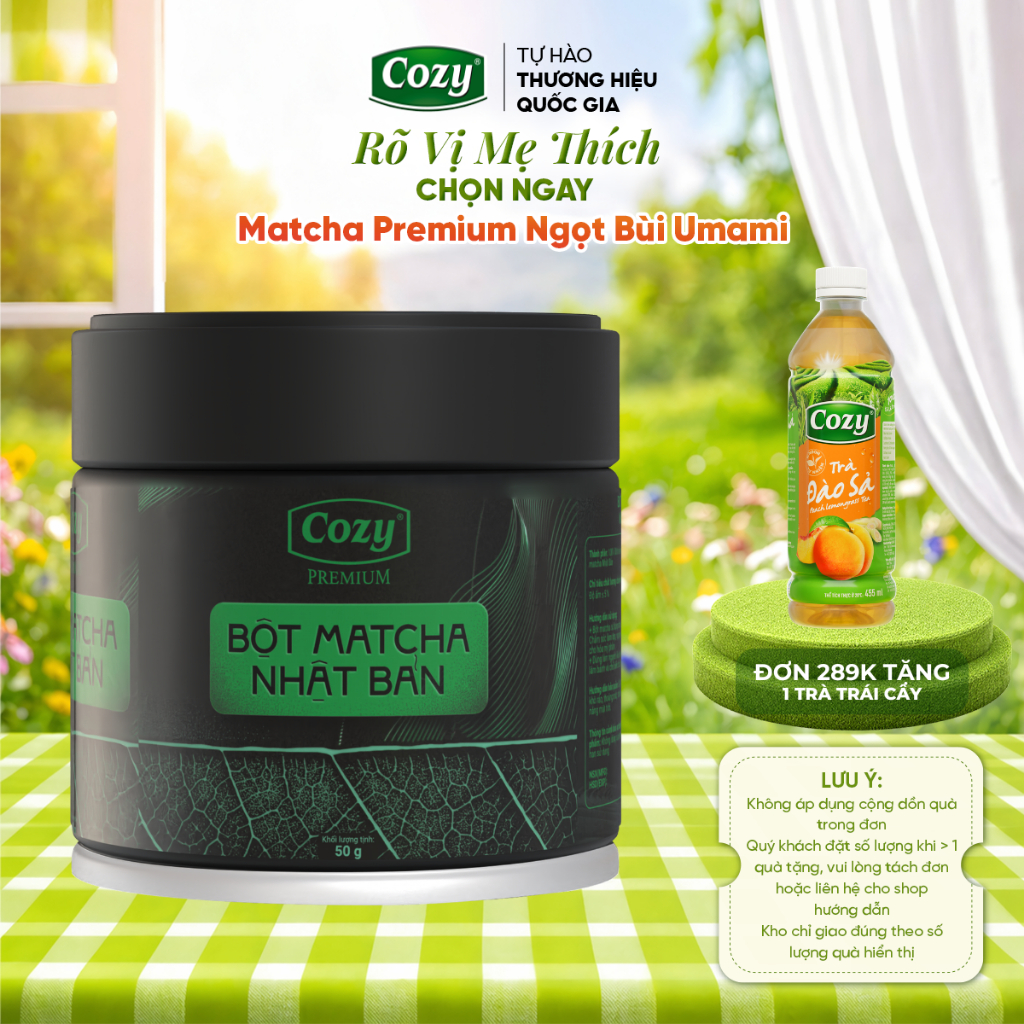 Bột Matcha Nhật Bản Cozy Premium, Matcha Pha Latte, Đậm Vị Umami, Vị Chát Dịu Hậu Ngọt Thanh