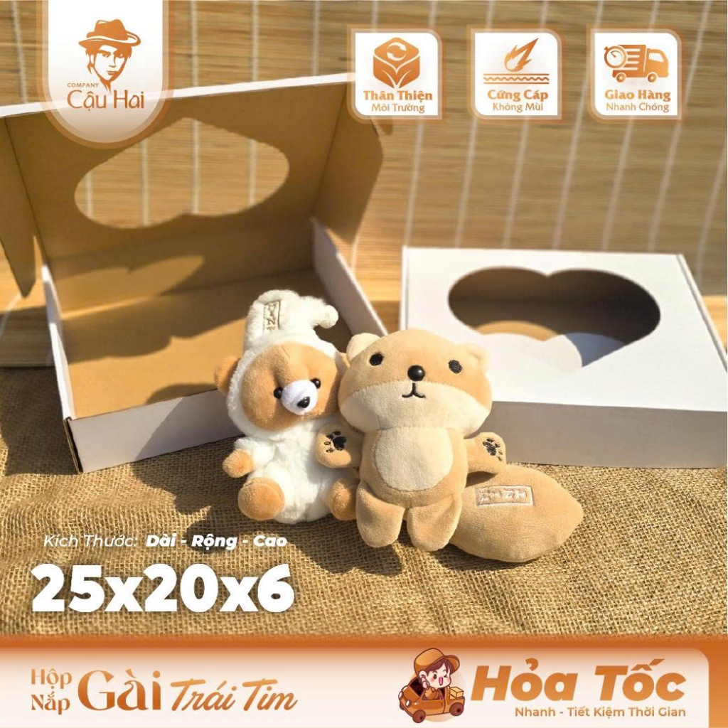 Set 10 - 20 hộp TRÁI TIM nắp gài 25x20x6