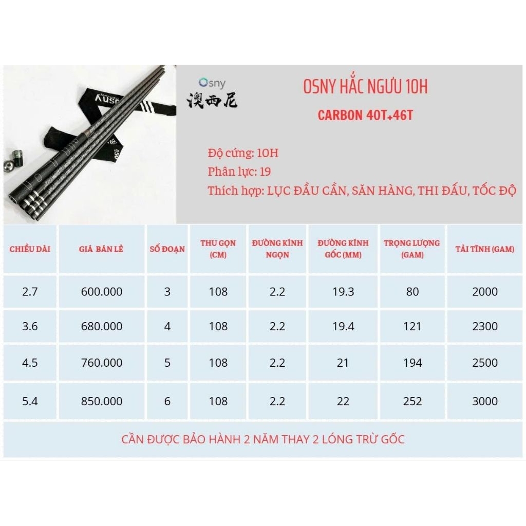 cần câu tay Osny Hắc Ngưu