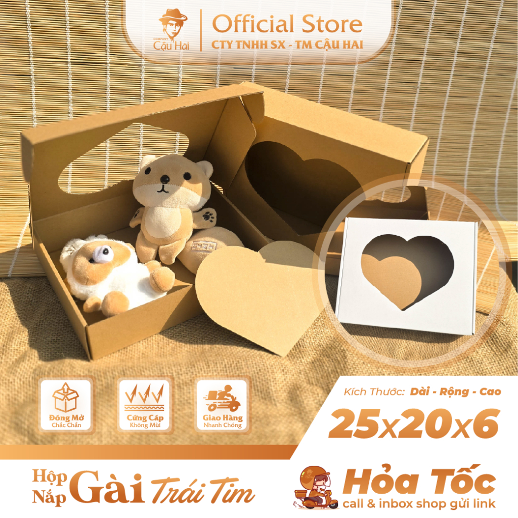 Set 10 - 20 hộp TRÁI TIM nắp gài 25x20x6