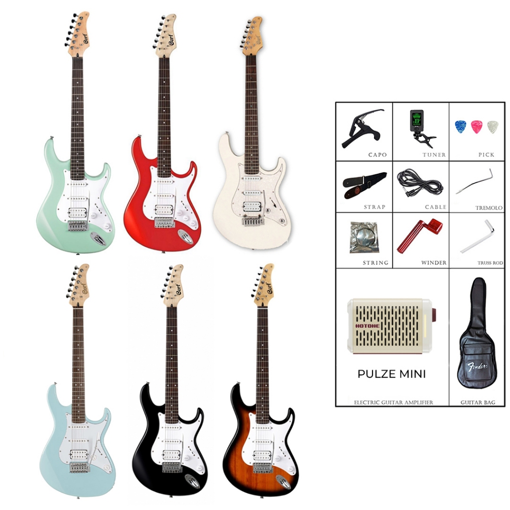 Combo Đàn Guitar Điện Cort G110 Stratocaster HSS Made In Indonesia Hotone Pulze Mini