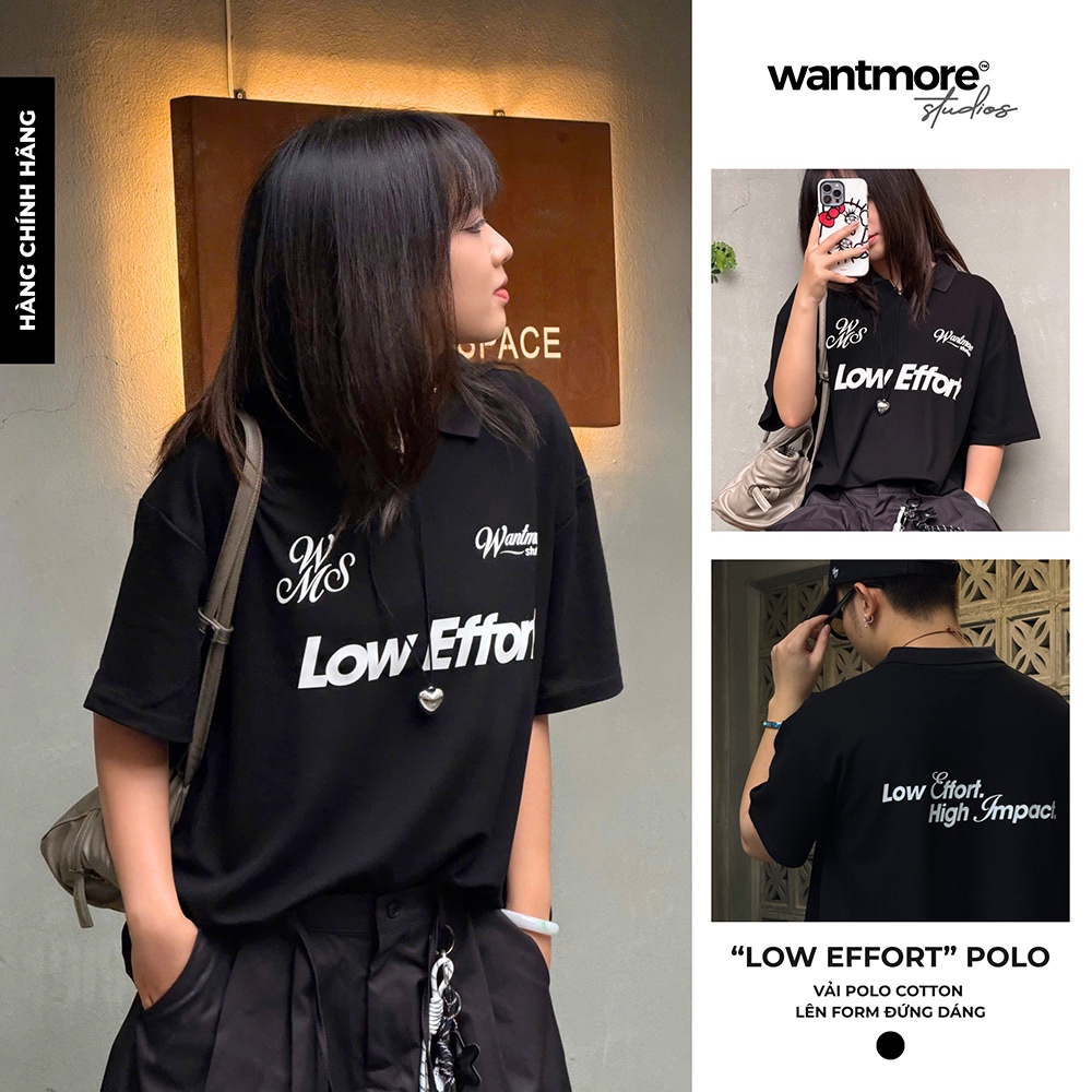 Áo Polo Form Boxy Unisex Pique Poly  WANTMORE.STUDIOS - "LOW EFFORT" POLO