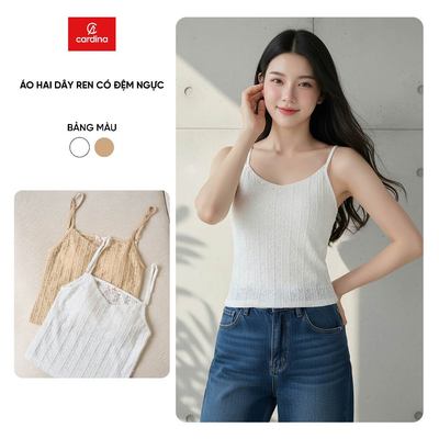 Áo hai dây nữ CARDINA chất liệu ren mềm có kèm mút ngực 6AHD03