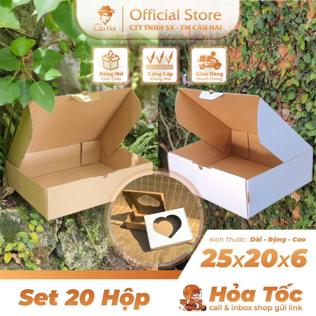 Set 20 Hộp carton 25x20x6 - Gài - Gập