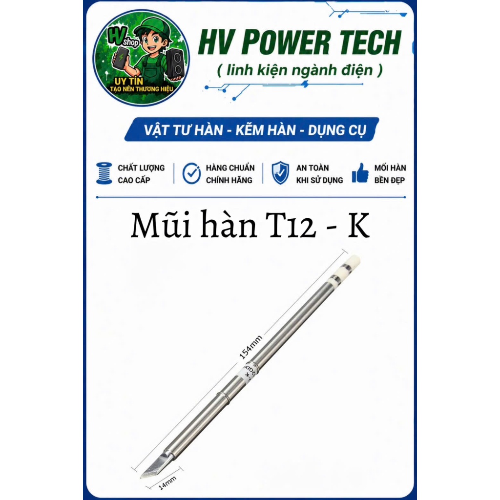Mũi Hàn T12-K Dạng Dao – Đầu Hàn T12 Gia Nhiệt Nhanh, Hàn SMD IC Chính Xác, Dùng Cho Trạm Hàn T12