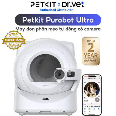 Máy dọn phân mèo tự động PETKIT Purobot Ultra tự động hàn kín túi rác, có camera AI