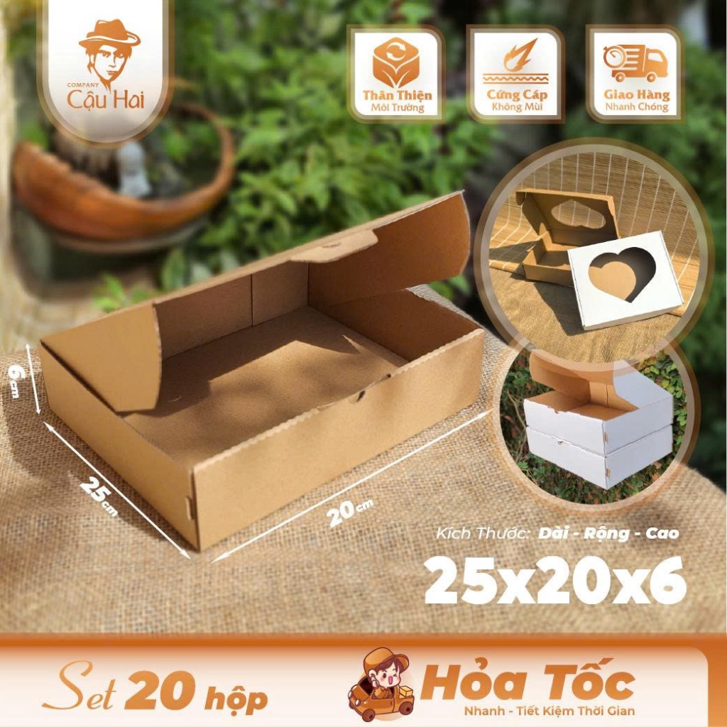 Set 20 hộp carton  25x20x6 - GÀI - GẬP