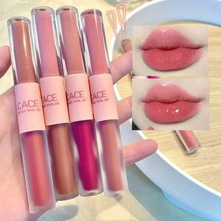 🎨Son môi trang điểm hai đầu Son bóng gương nước, Matte Lip Glaze, Dưỡng ẩm, Chống dính
