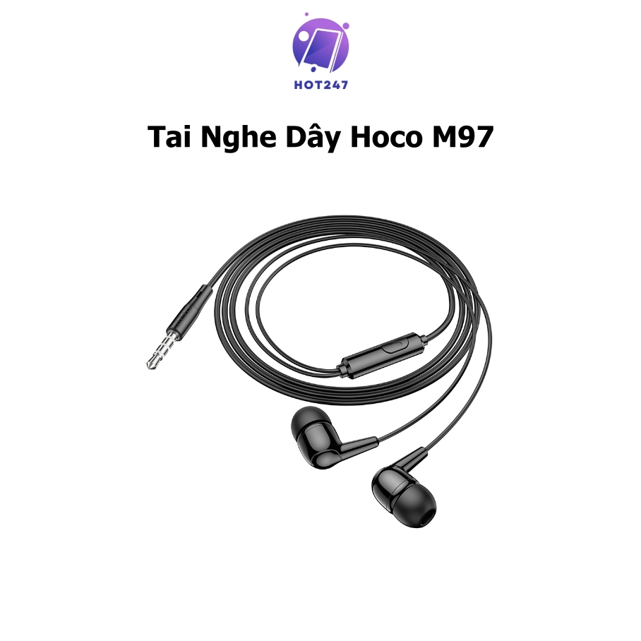 Tai Nghe Dây 3.5 HOCO M97, Micro Đàm Thoại, Dây dài 1,2m, Điều Khiển Một Nút - HOT247