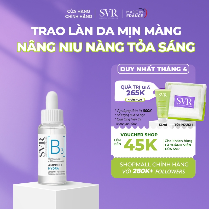 Tinh chất dưỡng da, ngăn ngừa nếp nhăn, dưỡng ẩm cho da SVR [B3] Ampoule Hydra 10ml