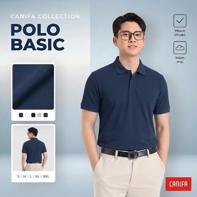 Áo polo nam CANIFA basic cổ bẻ hạn chế nhăn 8TP26A001