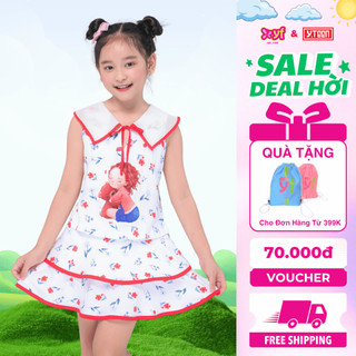 Set bộ áo và chân váy chất liệu thun cotton mềm mát dễ chịu cho bé gái 15-55kg YVX011-3