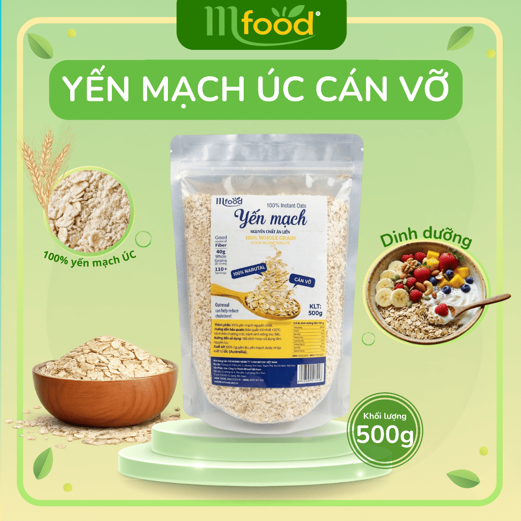 Yến Mạch Mfood Tiện Lợi Món Quà Sức Khỏe (Cán Vỡ) - Túi 500g