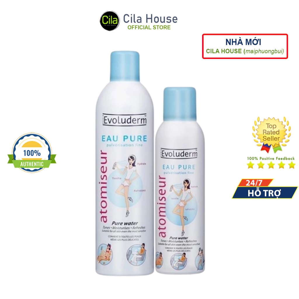 Xịt khoáng Evoluderm Atomiseur Eau Pure cấp ẩm, làm dịu da - Cila House