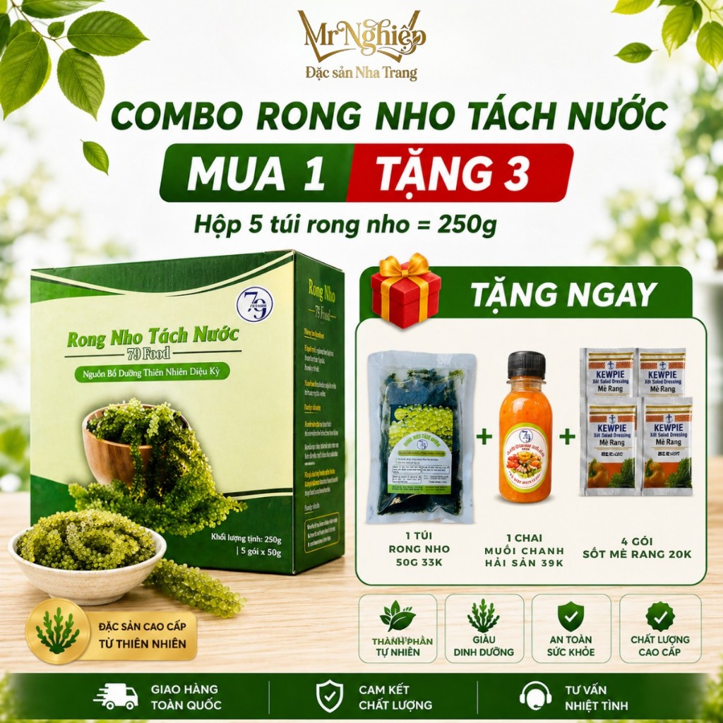 Rong Nho Tách Nước Cao Cấp, Loại 1 – Giòn Ngon, Tiện Lợi, Chuẩn Vị – Đặc Sản 79Food Mr.Nghiệp