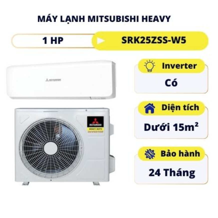 [CHÍNH HÃNG] Máy lạnh hai chiều Mitsubishi Heavy Inverter 1HP SRK25ZSS-W5