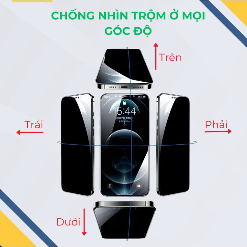 Kính Cường Lực iphone Chống Nhìn Trộm 360 Độ Tự dán rút bụi GORILA GLASS cho ip 17 ProMax 16 15 14 13 12 11 Xs Max | BigBuy360 - bigbuy360.vn