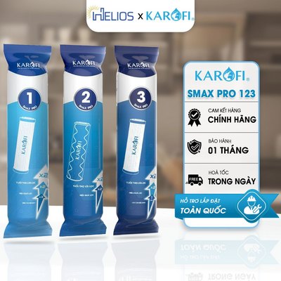 Bộ 3 Lõi Lọc Thô Karofi Smax Pro 1 2 3 Chính Hãng Dùng Cho Máy Lọc RO Có 3 Cốc Lọc 10 Inch