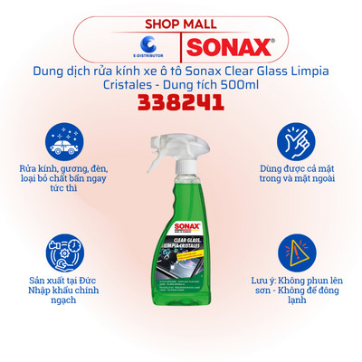 [HỎA TỐC]  Dung dịch rửa kính xe ô tô Sonax Clear Glass Limpia Cristales 338241 - Dung tích 500ml