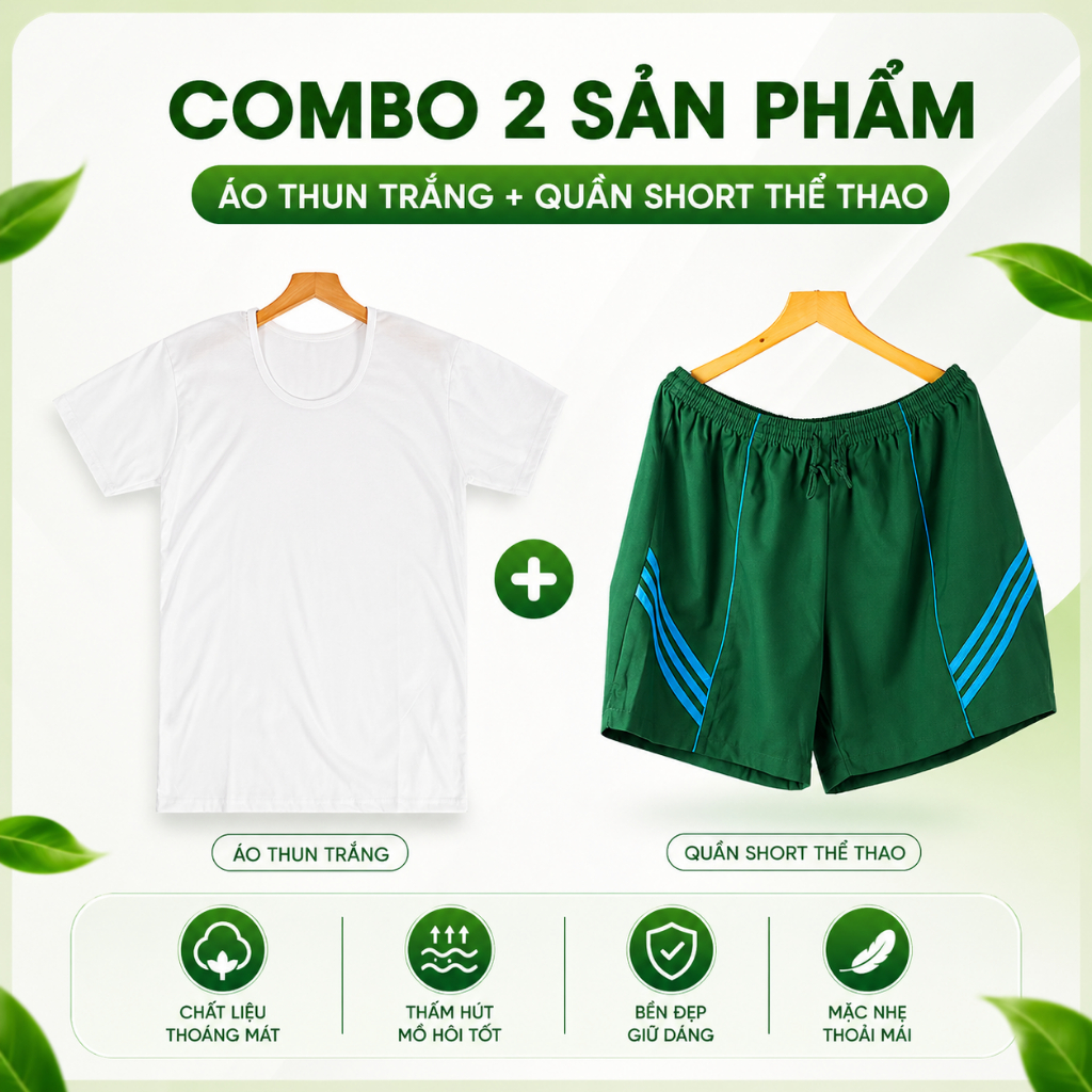 combo áo cộc trắng + quần đùi công ty cổ phần 26