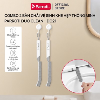 Combo 2 Bàn Chải Chuyên Vệ Sinh Khe Hẹp Cọ Rãnh Cửa Sổ, Cọ Toillet, Cọ Vòi Nước Inox, Cọ Lavabo Parroti DuoClean - DC21