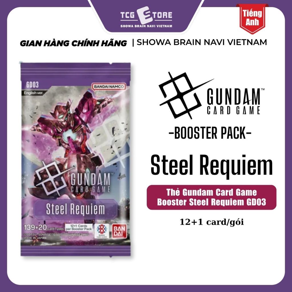 Thẻ Gundam Card Game Booster Steel Requiem GD03 English gói 13 thẻ