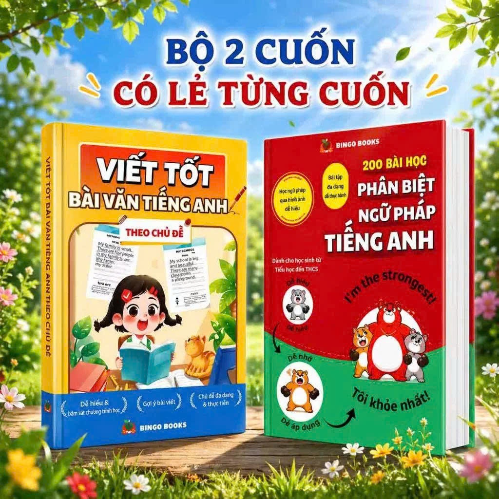 Combo 2 Cuốn Sách - Viết tốt bài văn tiếng Anh theo chủ đề, 200 bài học phân biệt ngữ pháp tiếng Anh