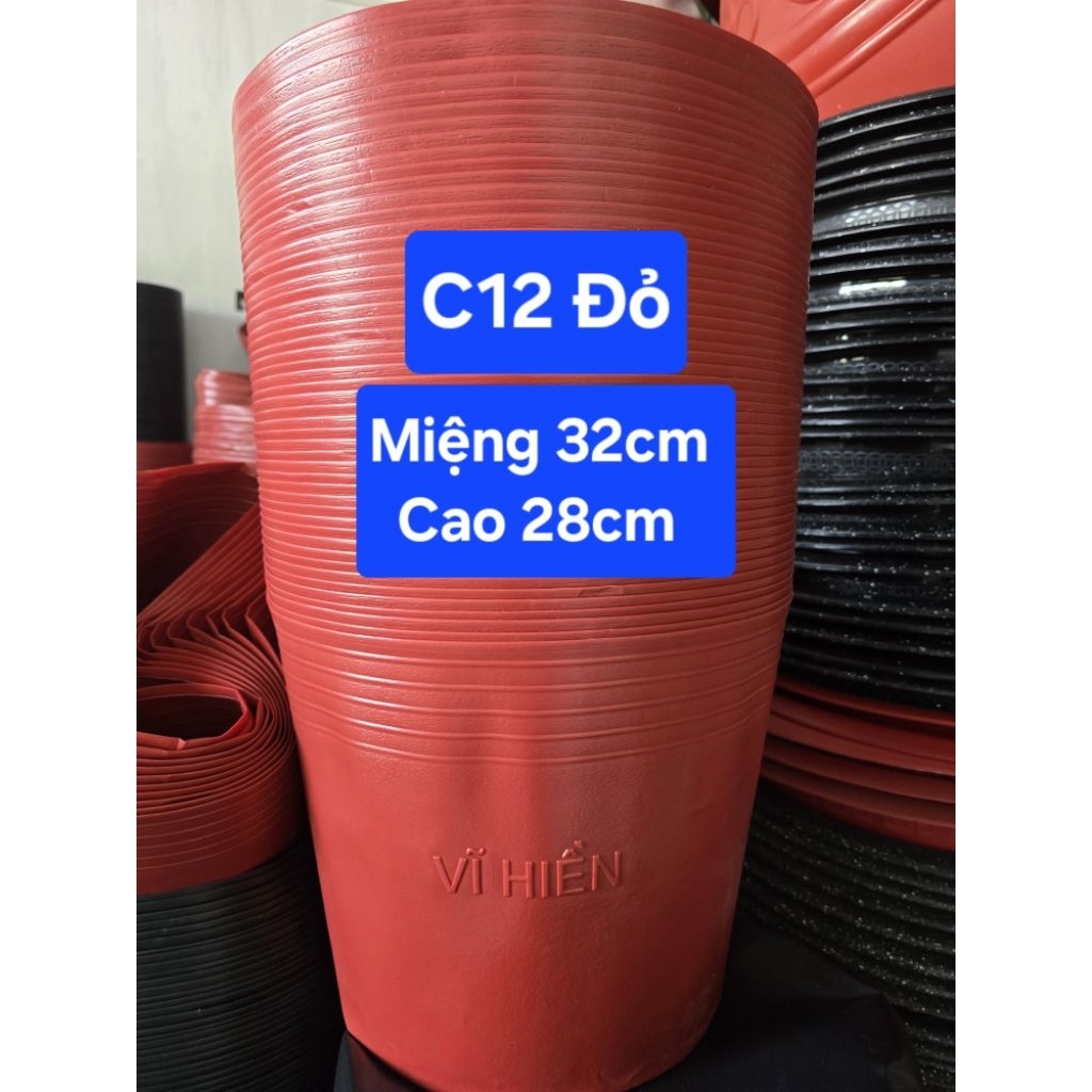 Combo 10 - 50 Chậu Nhựa C12 Đỏ ( 32cm x 28cm ) Chậu Nhựa Trồng Hoa,  Chậu Trồng Vạn Thọ