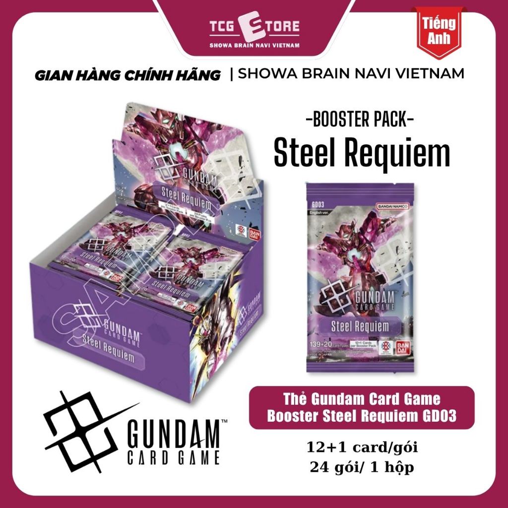 Hộp seal 24 gói Thẻ Gundam Card Game Booster Steel Requiem GD03 English