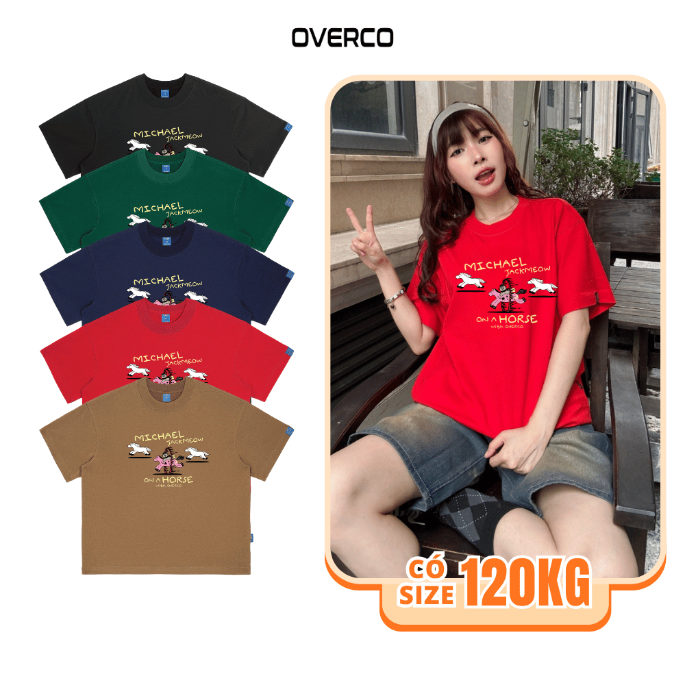 Áo Thun Boxy MICHAEL JACKMEOWS OVERCO Local Brand 100% Cotton Thấm Hút Tốt O6A47
