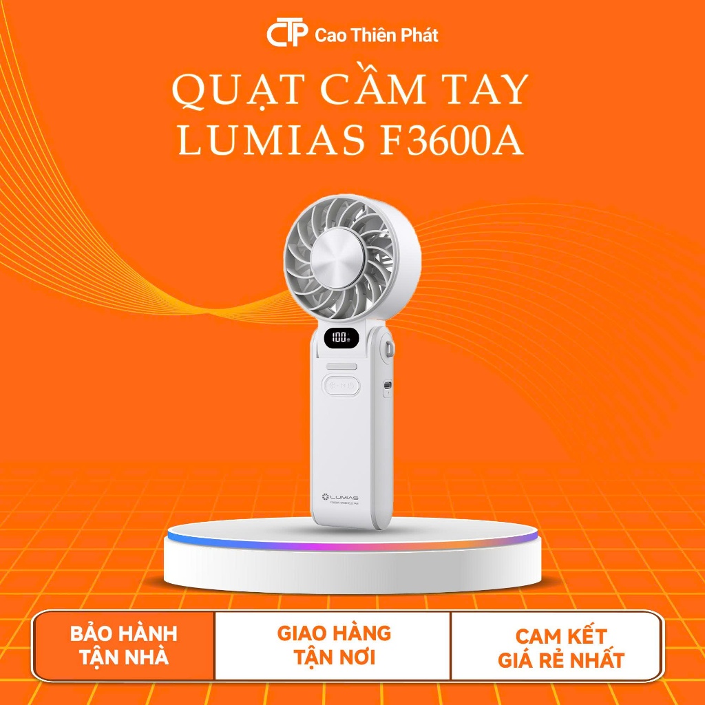 Quạt cầm tay mini Lumias F3600 - 3600mAh - 100 tốc độ gió tùy chỉnh
