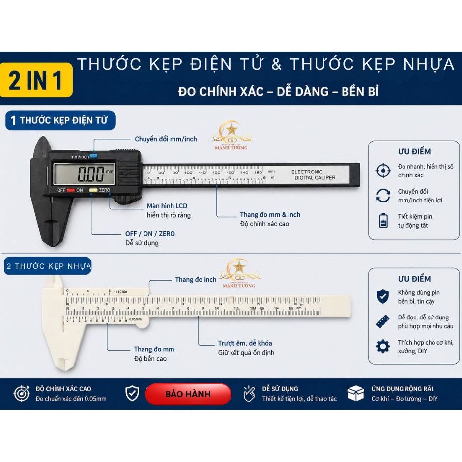 thước đo kẹp  điện tử, thước nhựa đo chính sác tuyệt dối loại 15cm