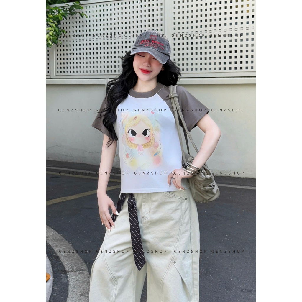 Áo Thun Baby Tee Raglan RAINBOW  PASTEL GIRL TEE Xinh Đẹp Mùa Hè | BigBuy360 - bigbuy360.vn