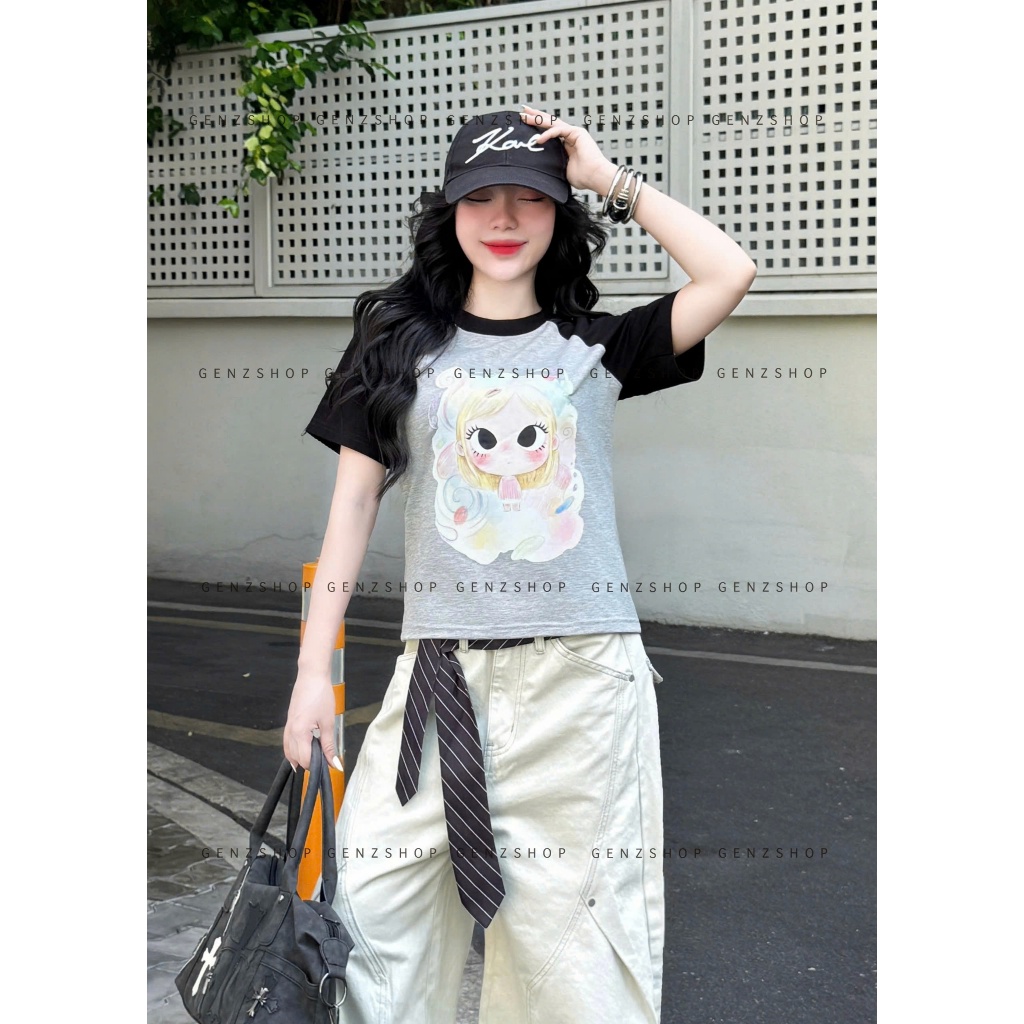 Áo Thun Baby Tee Raglan RAINBOW  PASTEL GIRL TEE Xinh Đẹp Mùa Hè | BigBuy360 - bigbuy360.vn