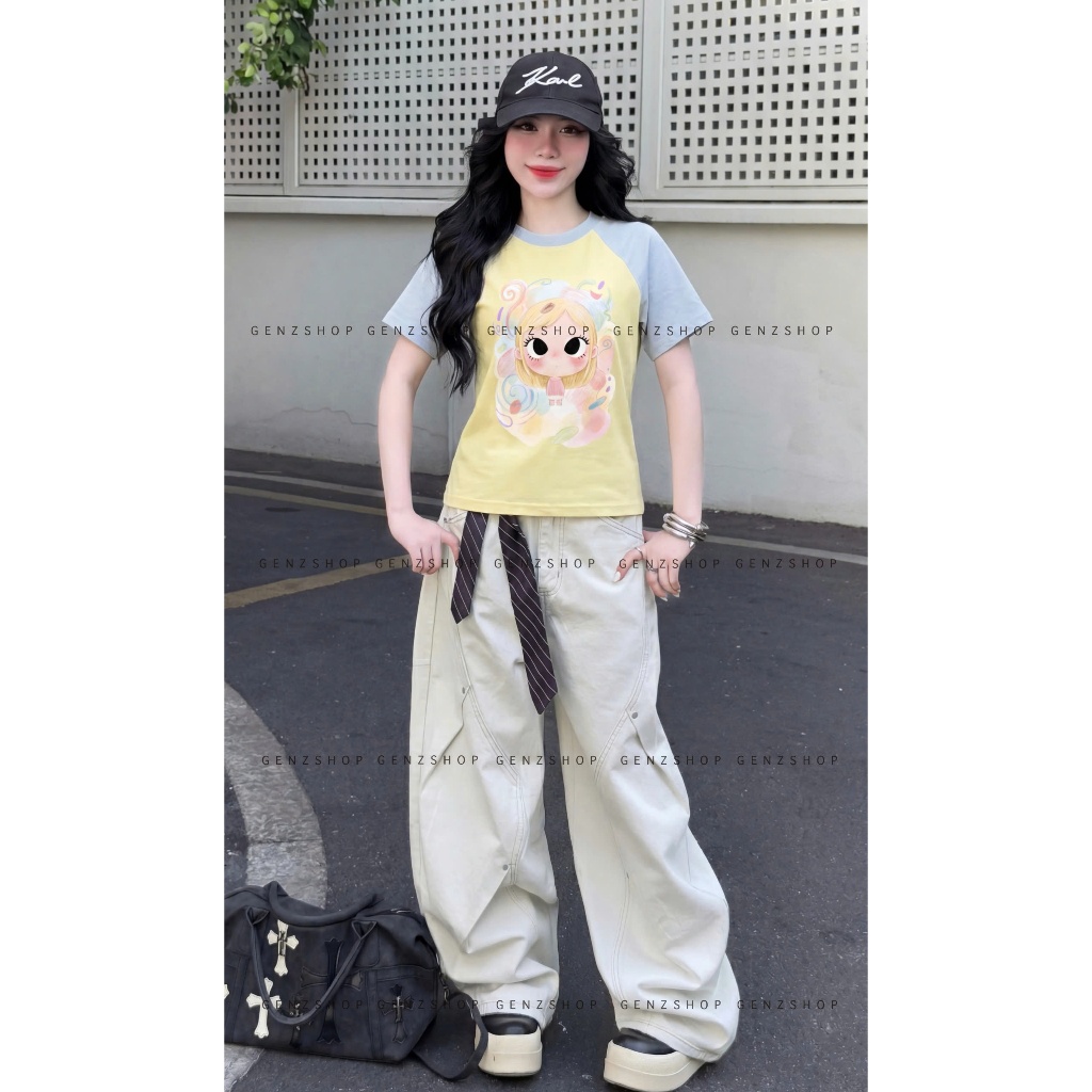 Áo Thun Baby Tee Raglan RAINBOW  PASTEL GIRL TEE Xinh Đẹp Mùa Hè | BigBuy360 - bigbuy360.vn