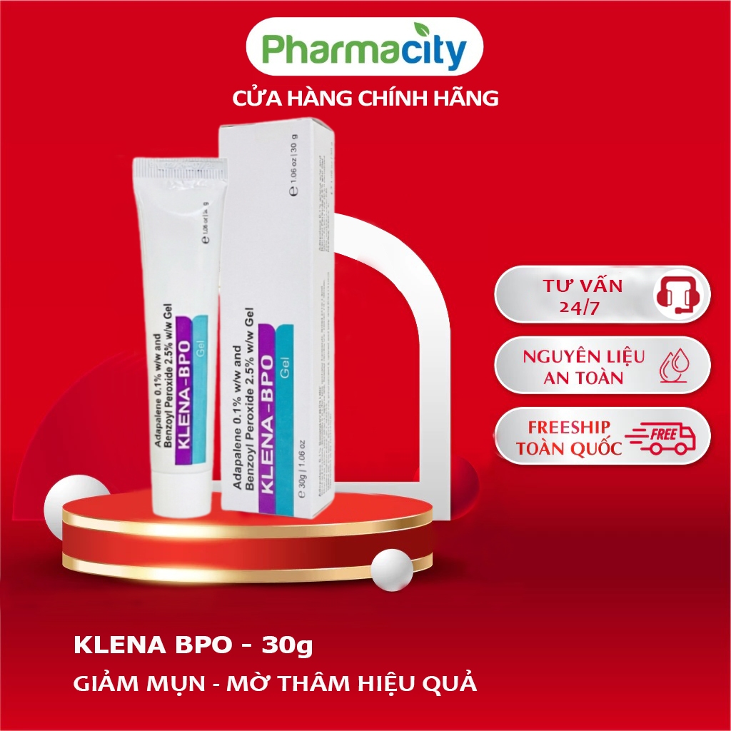 Gel Chấm mụn Klena BPO Adapalene 0.1% Benzoyl Giúp Phục hồi giảm mụn ẩn mờ thâm không gây khô da